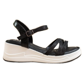 Small Swan Glitter sandaler på kilen svart