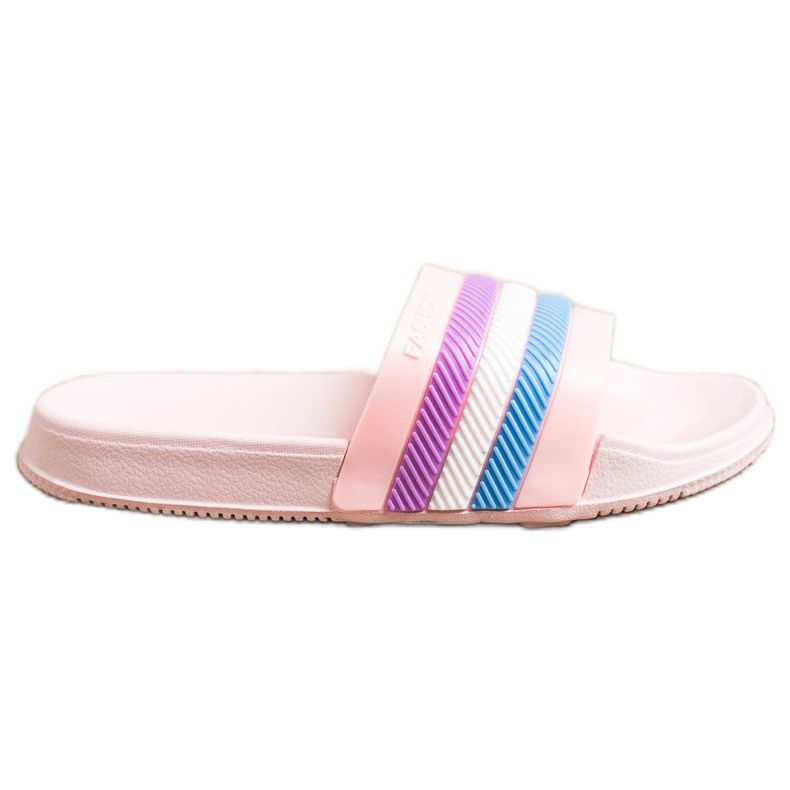 Bona Tofflor med färgglada ränder rosa