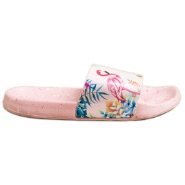 Bona Trendiga flip-flops med en flamingo rosa