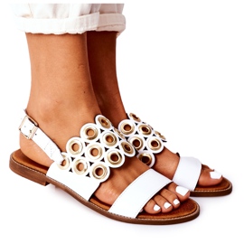 Läder Openwork Sandaler Lewski Shoes 3042 Vit