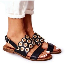 Lewski Shoes Läder openwork sandaler Lewski skor 3042 svart