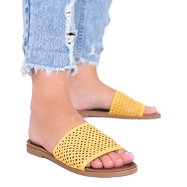 Gula öppen Ballera -tofflor för kvinnor