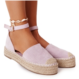 Espadrilles på halmplattformen Violet Bali violett