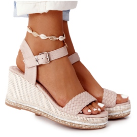 PG1 Beige Scilla Wedge Sandaler med paljetter