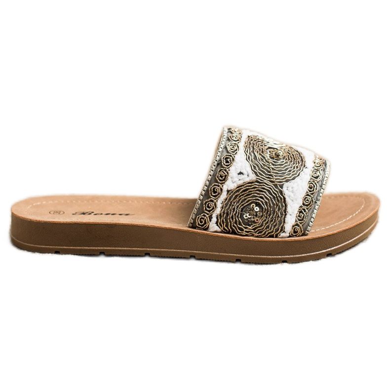 Bona Snygga tofflor vit grå