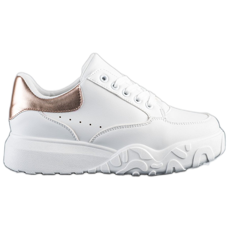 SHELOVET Trendiga vita sneakers gyllene