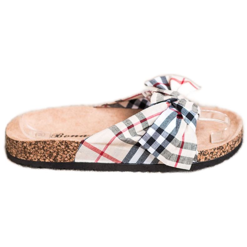 Bona Tofflor med rutig rosett mångfärgad