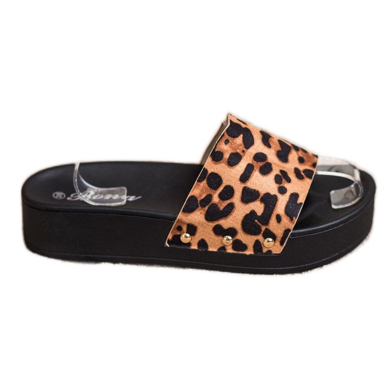 Bona Leopard Print Platform Tofflor brun