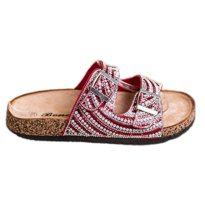 Bona Snygga tofflor med spänne röd