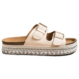 SHELOVET Tofflor med dekorativ plattform beige