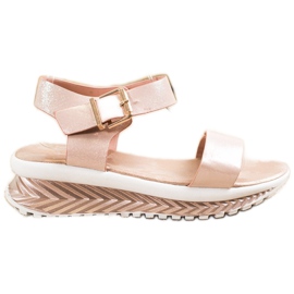 Groto Gogo Sandaler på plattformen med glitter beige gyllene