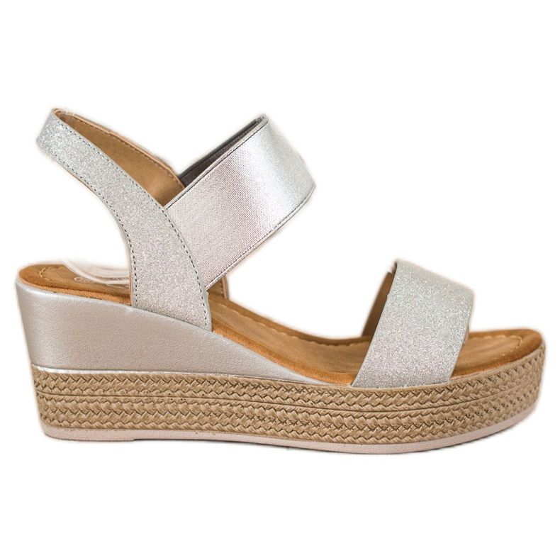 Camo Snygga kilsandaler med glitter silver- grå