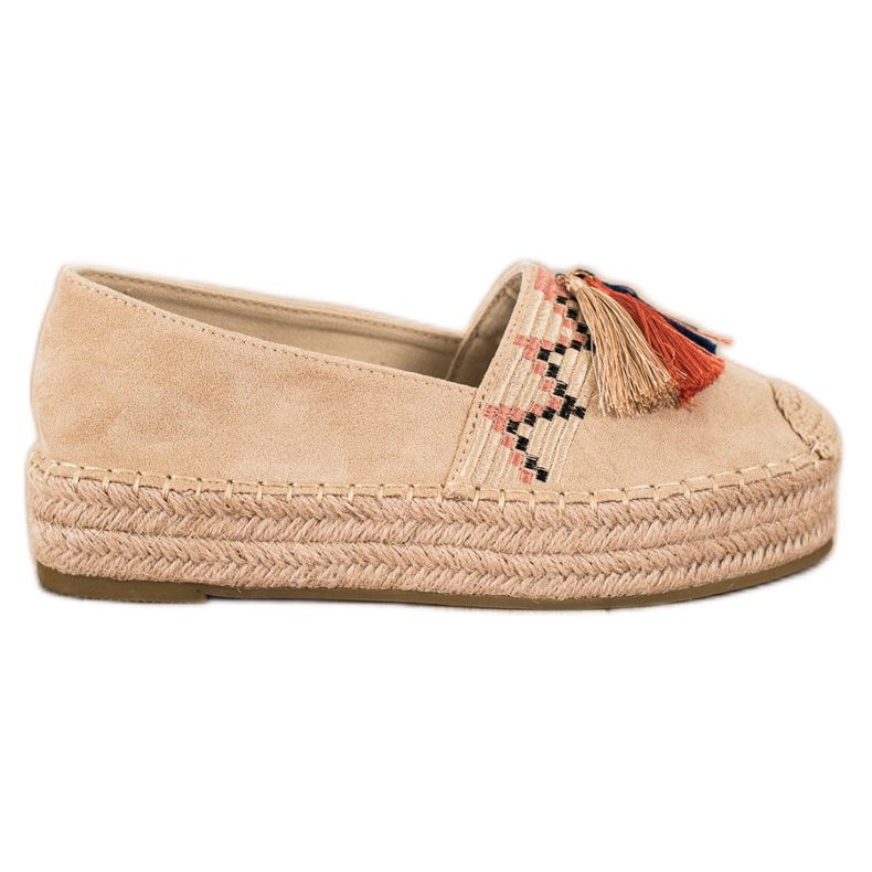 Coura Mocka Espadrilles Med fransar beige