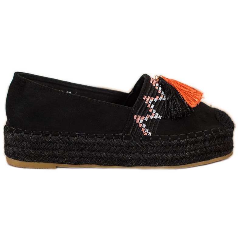 Coura Mocka Espadrilles Med fransar svart