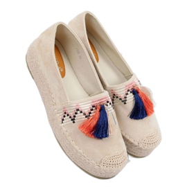 Espadriller med fransar beige 1735 Beige
