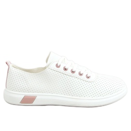 Kvinnors vita och rosa sneakers LA42 Rosa