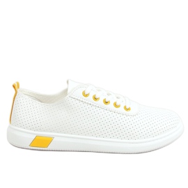 Kvinnors vita och gula sneakers LA42 Yellow