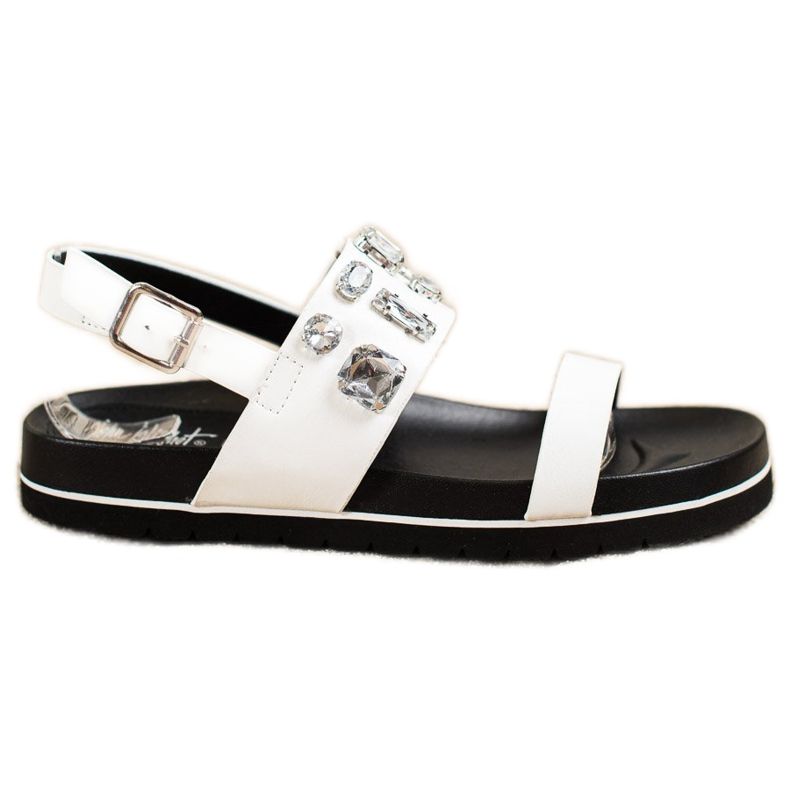 SHELOVET Vita sandaler med kristaller