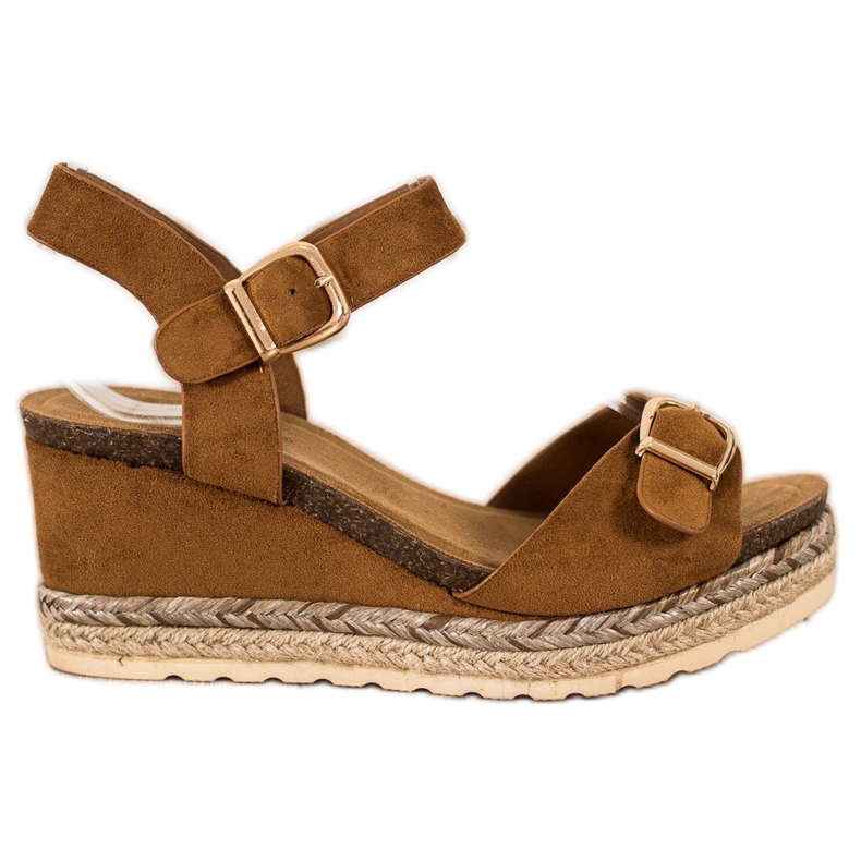 SHELOVET Sandaler med kil och spänne brun