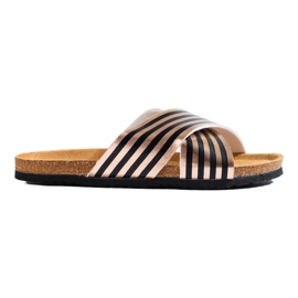 Bona Casual randiga flipflops svart gyllene