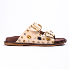 Seastar Fashionabla flipflops med kristaller beige