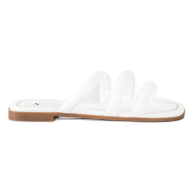 Seastar Eko läder tofflor med remmar vit