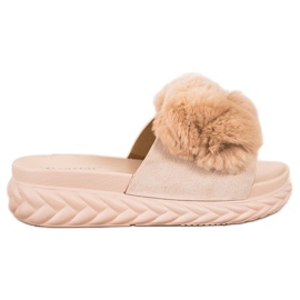 Seastar Beige tofflor med päls
