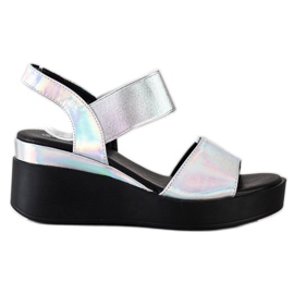 Coura Shiny Wedge Sandals silver-
