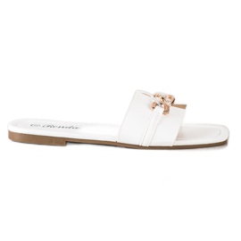 Renda Eleganta tofflor med prydnad vit