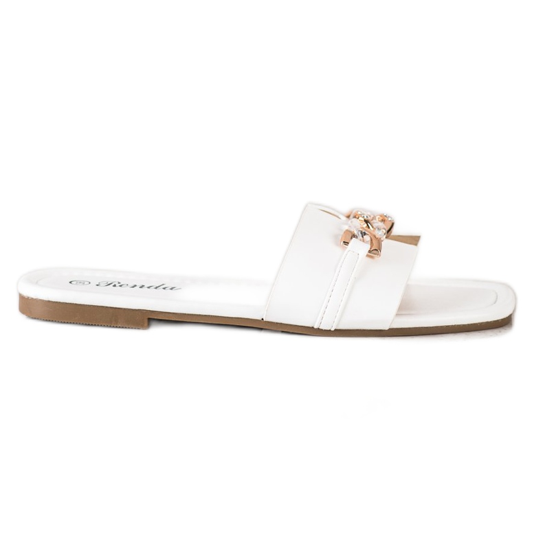 Renda Eleganta tofflor med prydnad vit