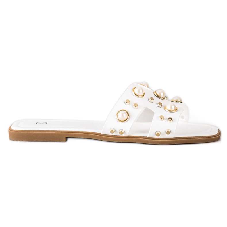 SHELOVET Trendiga tofflor med strass vit