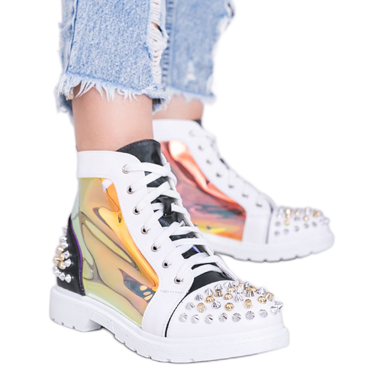 Svartvita transparenta stövlar med Lea dubbar