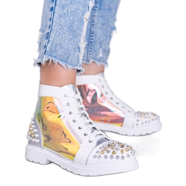 Vita och silver transparenta stövlar med Lea dubbar silver-