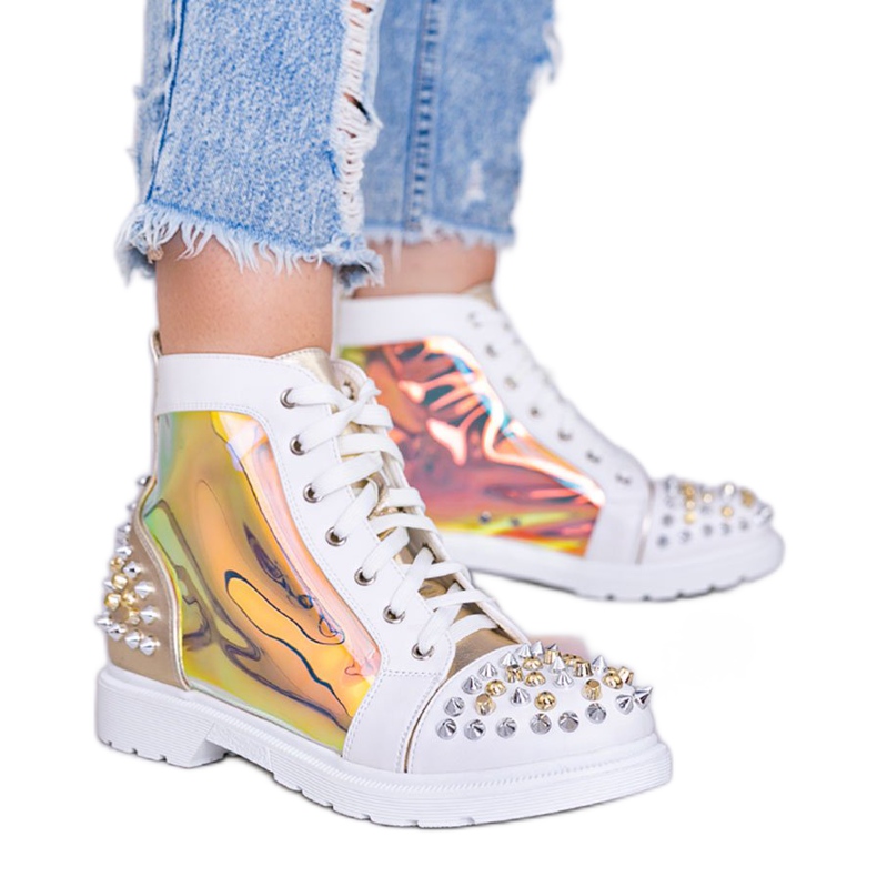 Vita och guld transparenta stövlar med Lea dubbar