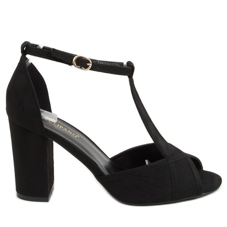 Svarta högklackade sandaler P1L1798-3 Svart