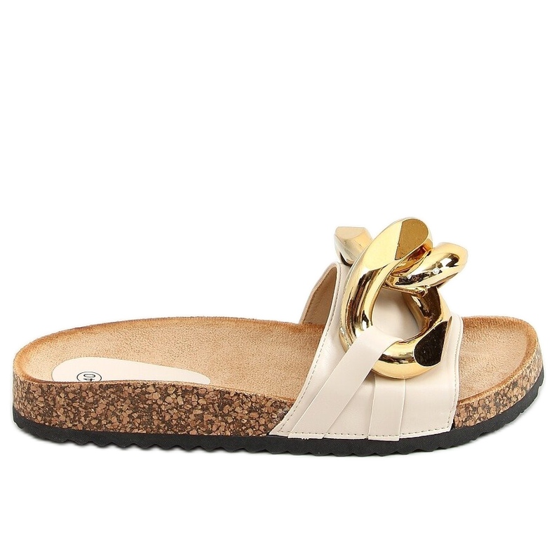 Beige Tofflor med en tjock kedja CK201 Beige