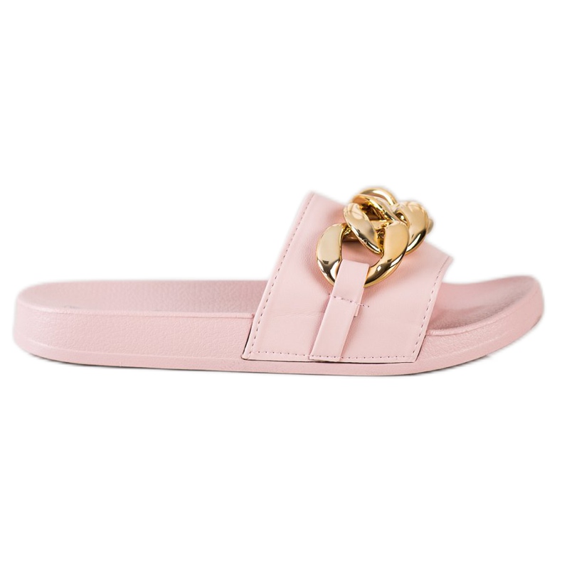 SHELOVET Rosa tofflor med prydnad