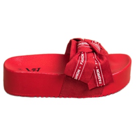 SHELOVET Mode tofflor med rosett röd