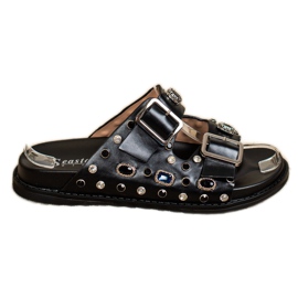 Seastar Trendiga tofflor med kristaller svart