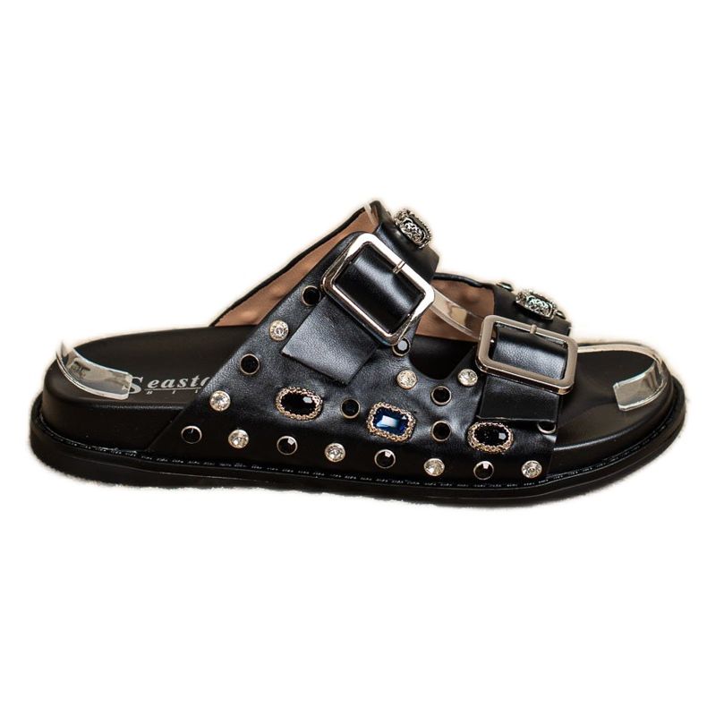 Seastar Trendiga tofflor med kristaller svart