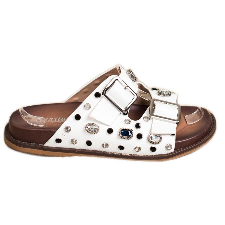 Seastar Fashionabla flipflops med kristaller vit
