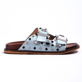 Seastar Fashionabla flipflops med kristaller blå