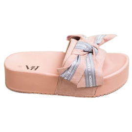 SHELOVET Mode tofflor med rosett rosa