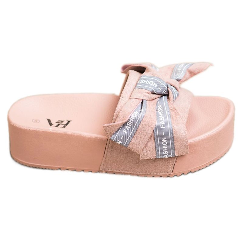 SHELOVET Mode tofflor med rosett rosa