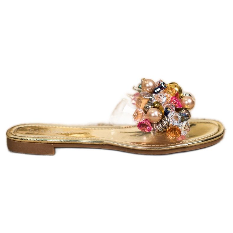 Sabatina Transparenta tofflor med prydnader gyllene