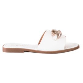 SHELOVET Tofflor med gyllene prydnad vit