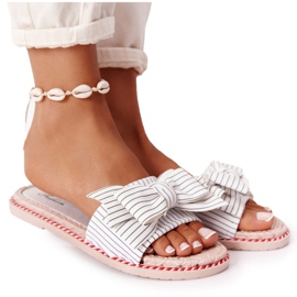 PS1 Gummi tofflor med vit Gabriell rosett