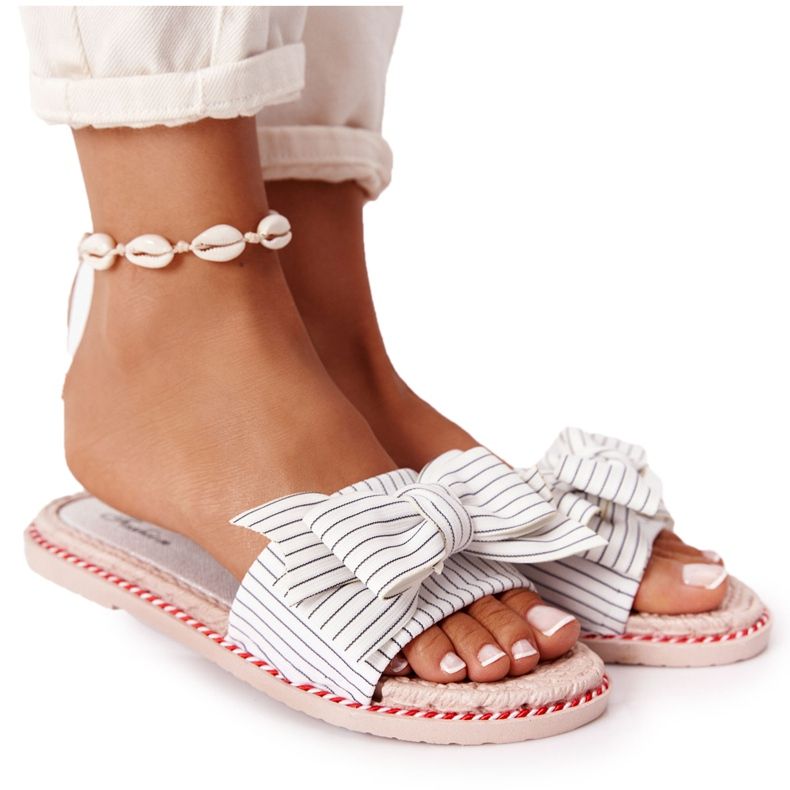 PS1 Gummi tofflor med vit Gabriell rosett