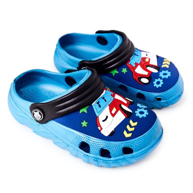Barn skum tofflor Crocs Blue Black Oscar svart blå