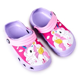 Barn skum tofflor Crocs Violet Pink Oscar purpur rosa